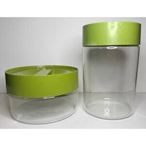 2 Vintage Pyrex Stack & See Storage Containers Avocado Green 1970's